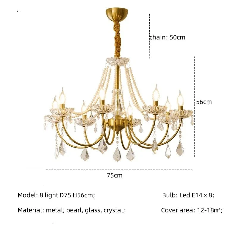 New American Luxury Crystal Led Chandelier Living Room Lustre E14 Led Pendant Light French Chandelier Lighting Led Lamparas