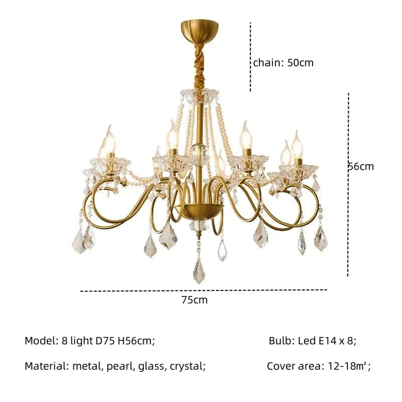 New American Luxury Crystal Led Chandelier Living Room Lustre E14 Led Pendant Light French Chandelier Lighting Led Lamparas