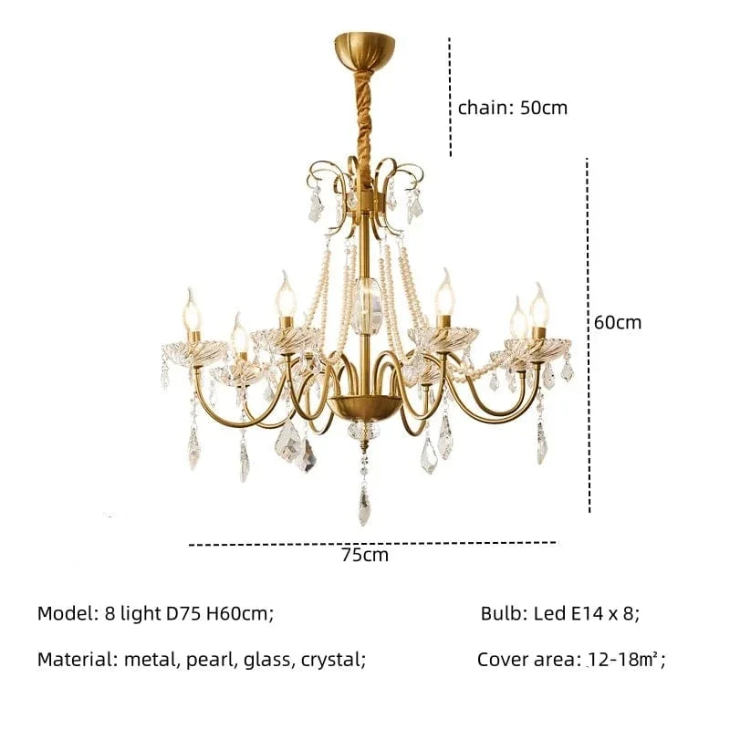 New American Luxury Crystal Led Chandelier Living Room Lustre E14 Led Pendant Light French Chandelier Lighting Led Lamparas