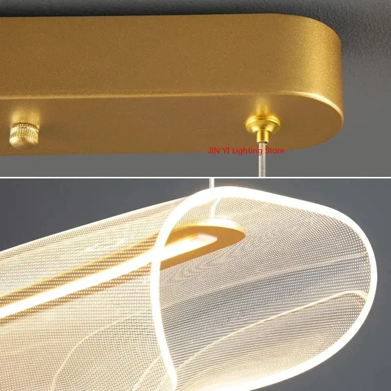 Nordic LED Acrylic Dining Ceiling Chandelier House Living Room Restaurant Office Decor Strip Hanging Suspension Lighting Fixture