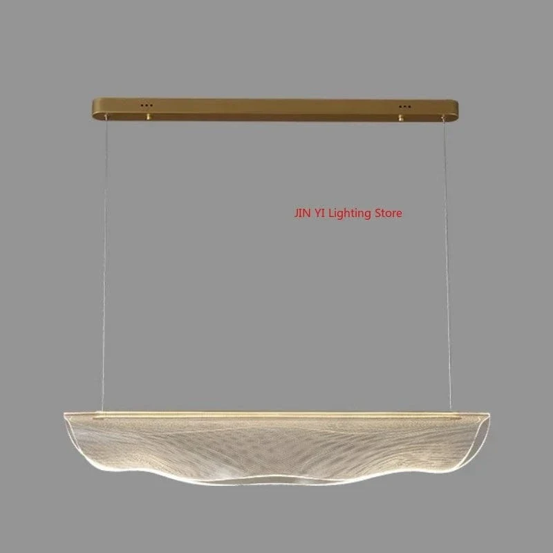 Nordic LED Acrylic Dining Ceiling Chandelier House Living Room Restaurant Office Decor Strip Hanging Suspension Lighting Fixture