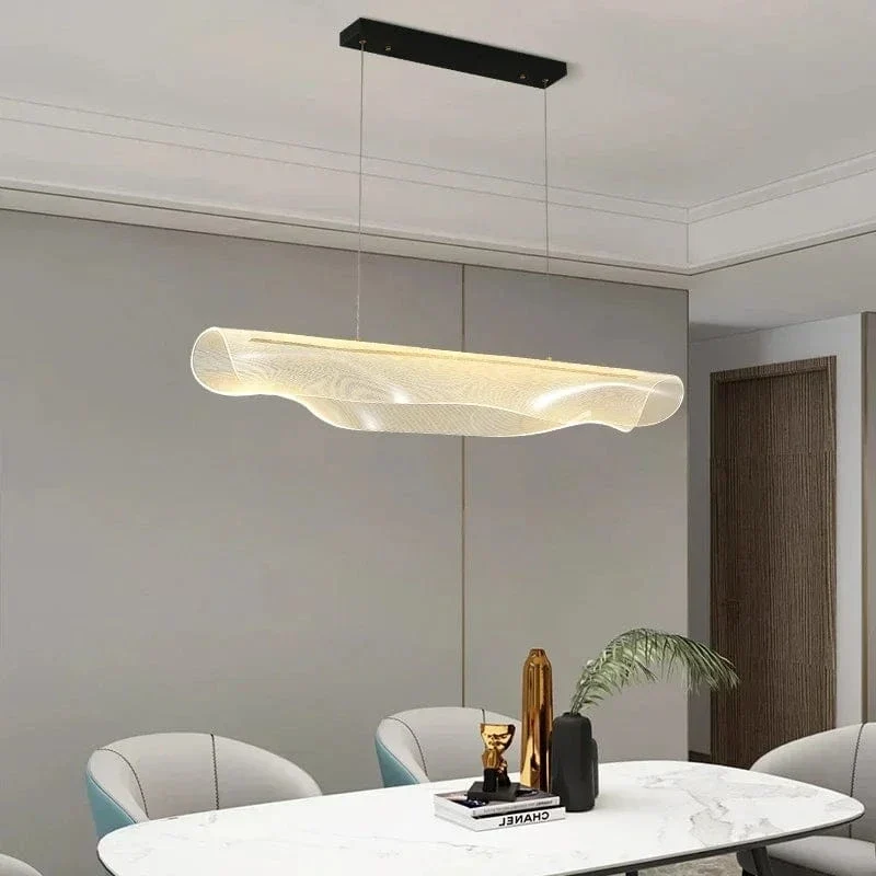 Nordic LED Acrylic Dining Ceiling Chandelier House Living Room Restaurant Office Decor Strip Hanging Suspension Lighting Fixture