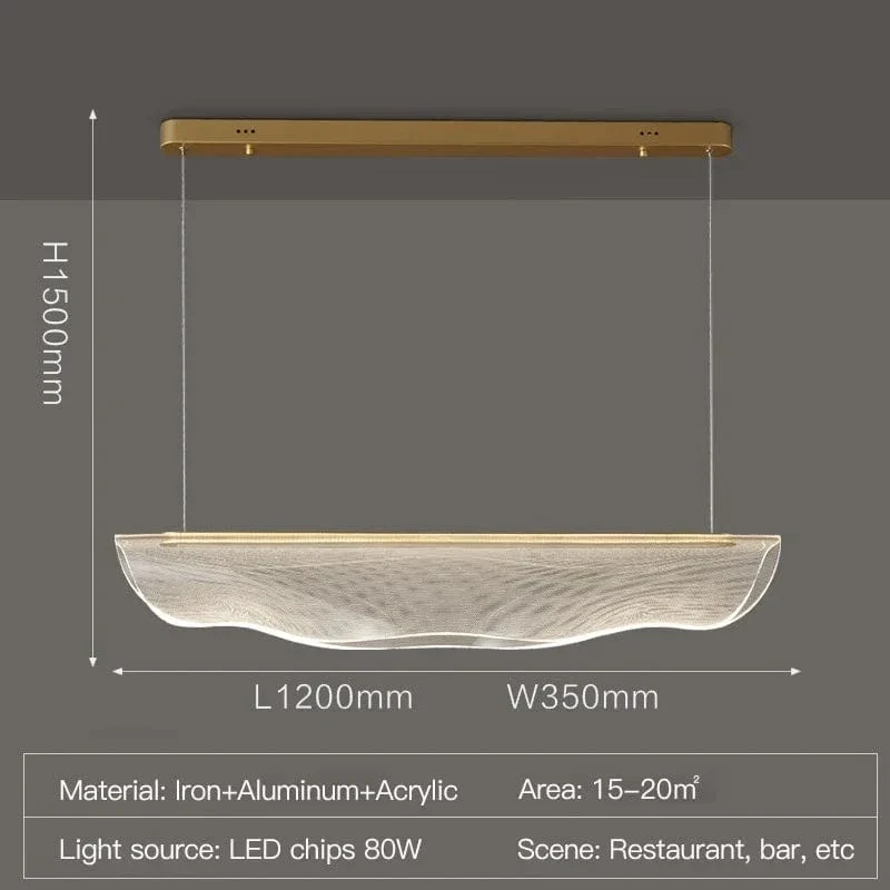 Nordic LED Acrylic Dining Ceiling Chandelier House Living Room Restaurant Office Decor Strip Hanging Suspension Lighting Fixture
