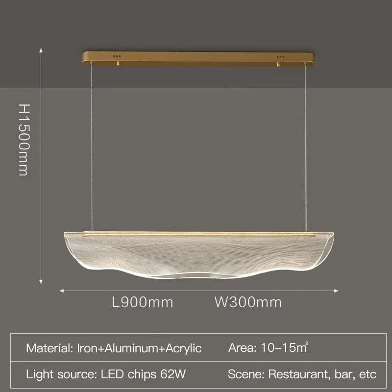 Nordic LED Acrylic Dining Ceiling Chandelier House Living Room Restaurant Office Decor Strip Hanging Suspension Lighting Fixture
