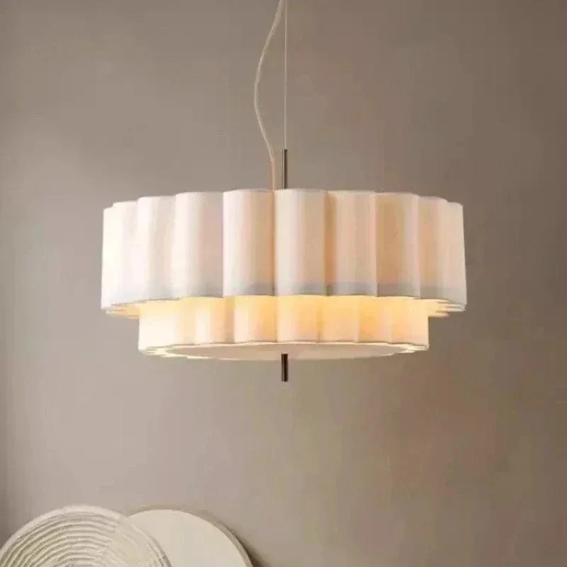Wabi Sabi Cloth Pendant Lamps Fabric Skil Hanging Chandelier Light Fixture for Living Dining Room Bedroom Home Decor