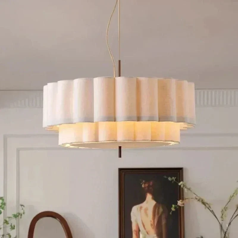 Wabi Sabi Cloth Pendant Lamps Fabric Skil Hanging Chandelier Light Fixture for Living Dining Room Bedroom Home Decor
