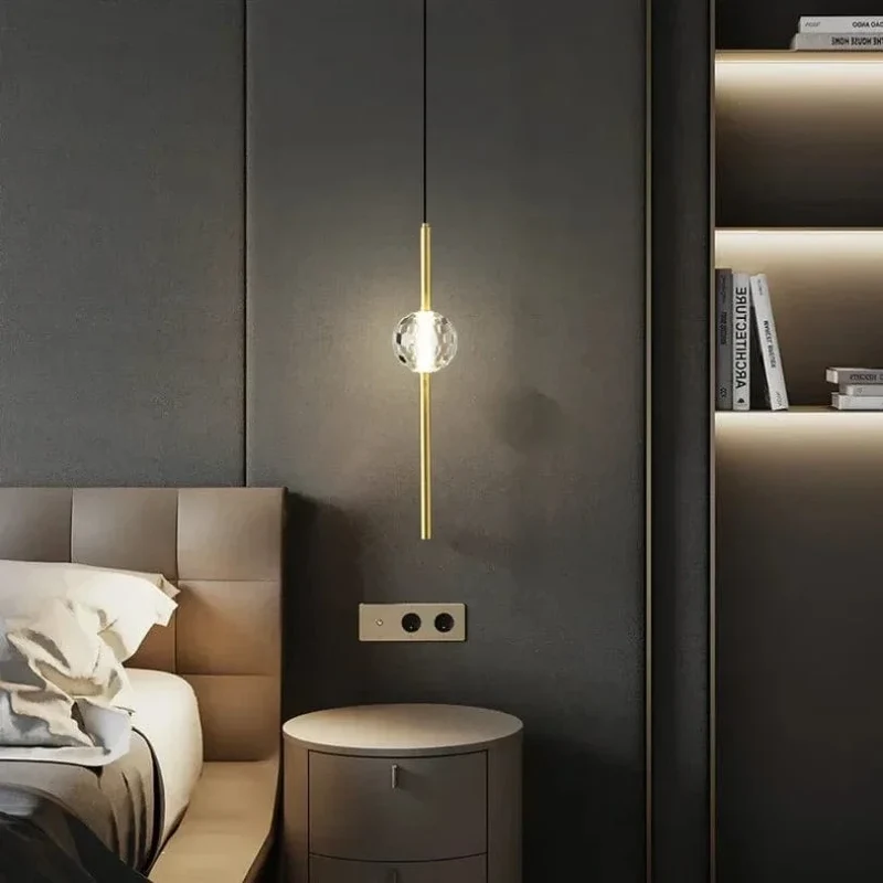 Crystal Led Pendant Light for Bedroom Bedside Hotel Entrance Hanging Lamp Home Indoor Decoration Modern Decor Suspension Lustres