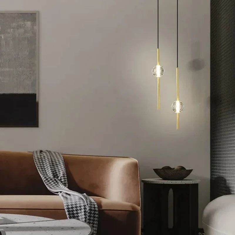 Crystal Led Pendant Light for Bedroom Bedside Hotel Entrance Hanging Lamp Home Indoor Decoration Modern Decor Suspension Lustres