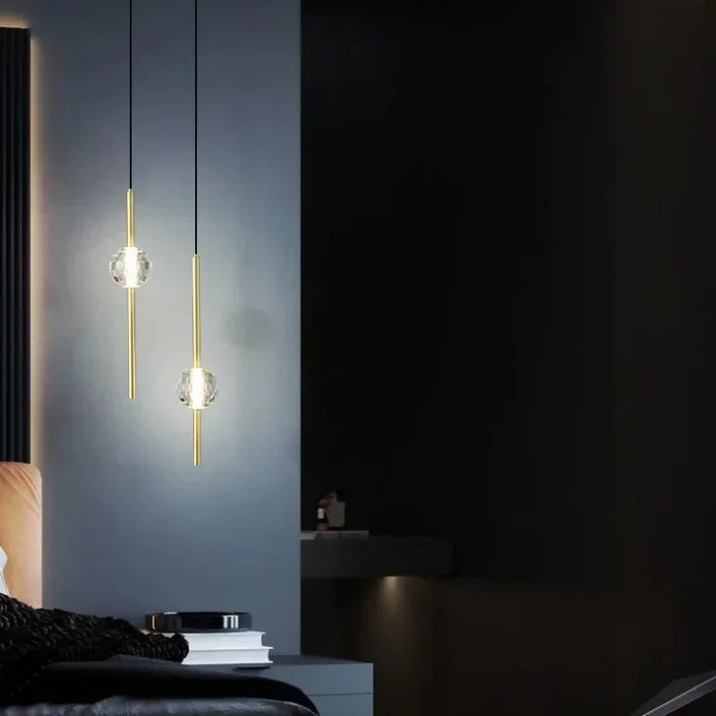 Crystal Led Pendant Light for Bedroom Bedside Hotel Entrance Hanging Lamp Home Indoor Decoration Modern Decor Suspension Lustres