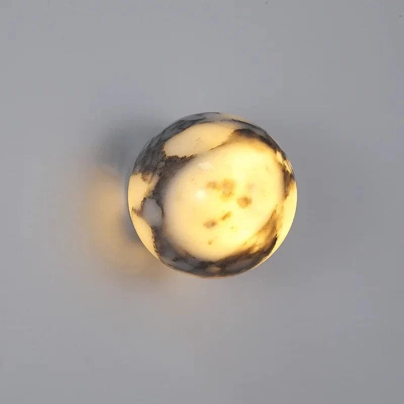 Ball Marble Natural Stone Wall Lamp Bedroom Bedside LED Light Luxury High-end Living room Hallway Staircase Sink Sconce