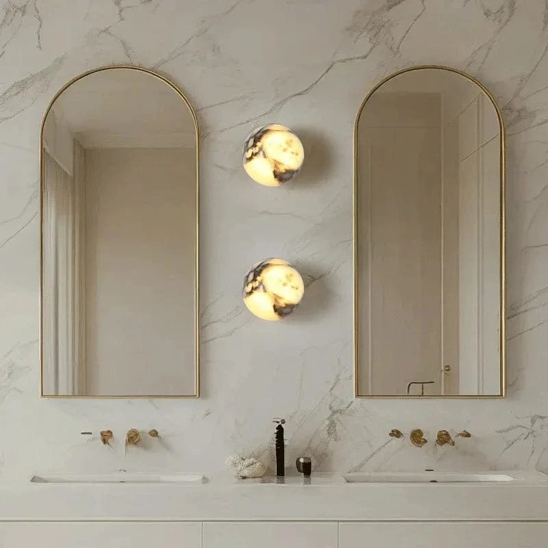 Ball Marble Natural Stone Wall Lamp Bedroom Bedside LED Light Luxury High-end Living room Hallway Staircase Sink Sconce