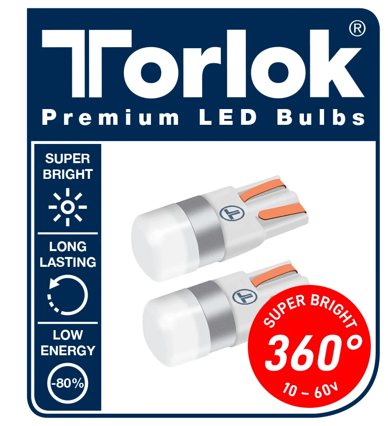 Torlok 360 Ampoules de stationnement LED super lumineuses T10 12 / 24v
