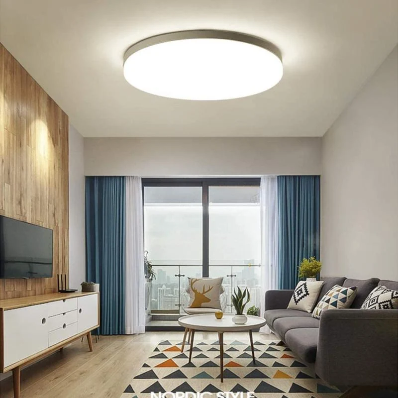 Plafonnier LED Rond 40W 220V Contour Argenté