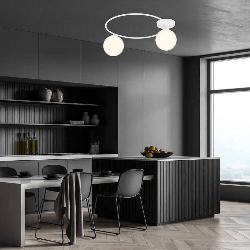 Plafonnier Boule Verre Blanc