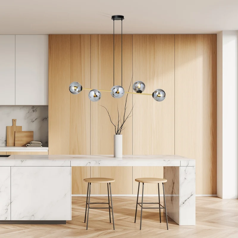 Suspension Boule Verre Et Acier