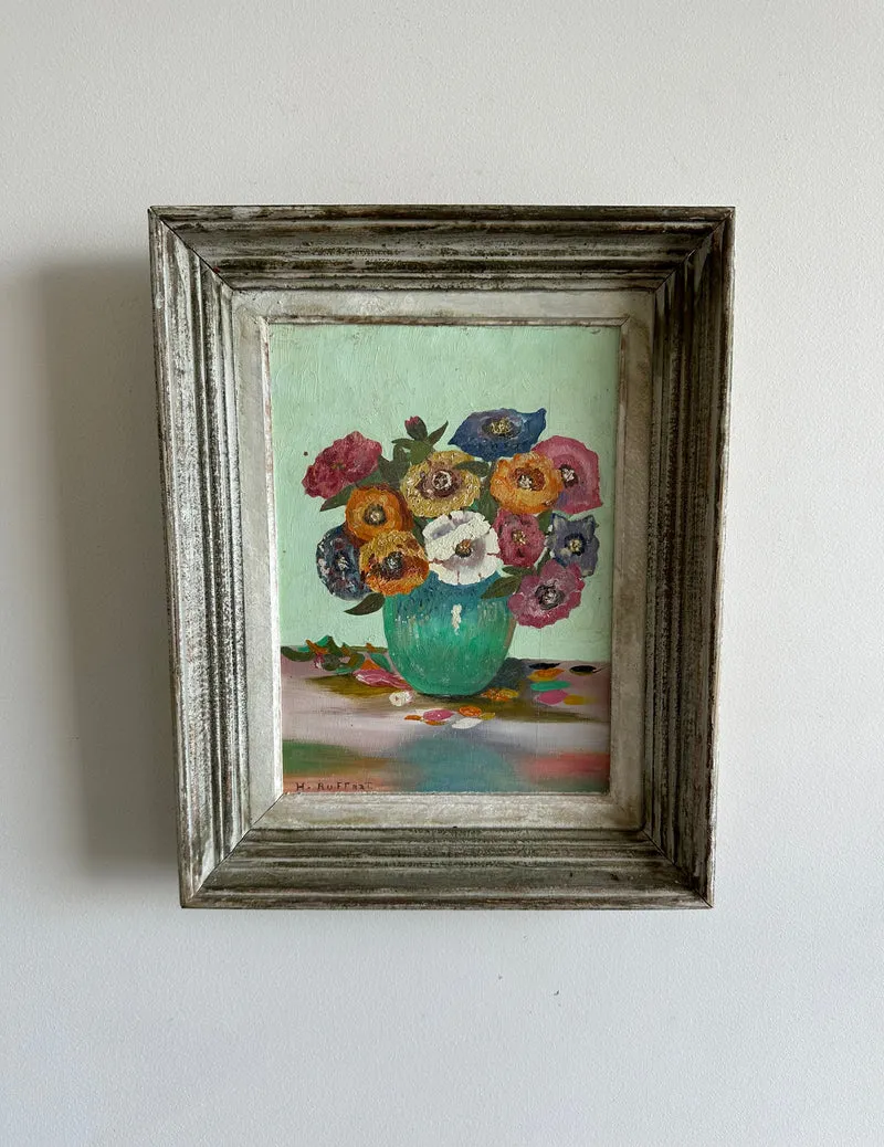 Peinture sur planche signée tons pastel années 60