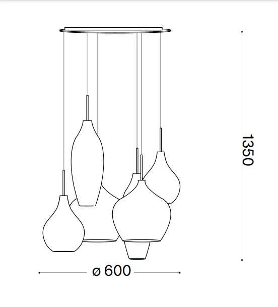 Suspension SOFT SP6 blanche verres soufflés