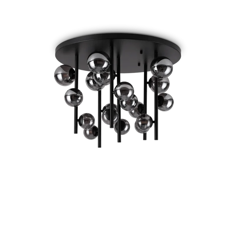 Plafonnier PERLAGE PL18 noir diffuseurs fumé