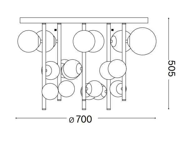 Plafonnier PERLAGE PL18 noir diffuseurs fumé