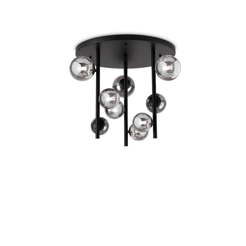Plafonnier PERLAGE PL9 noir diffuseurs fumé