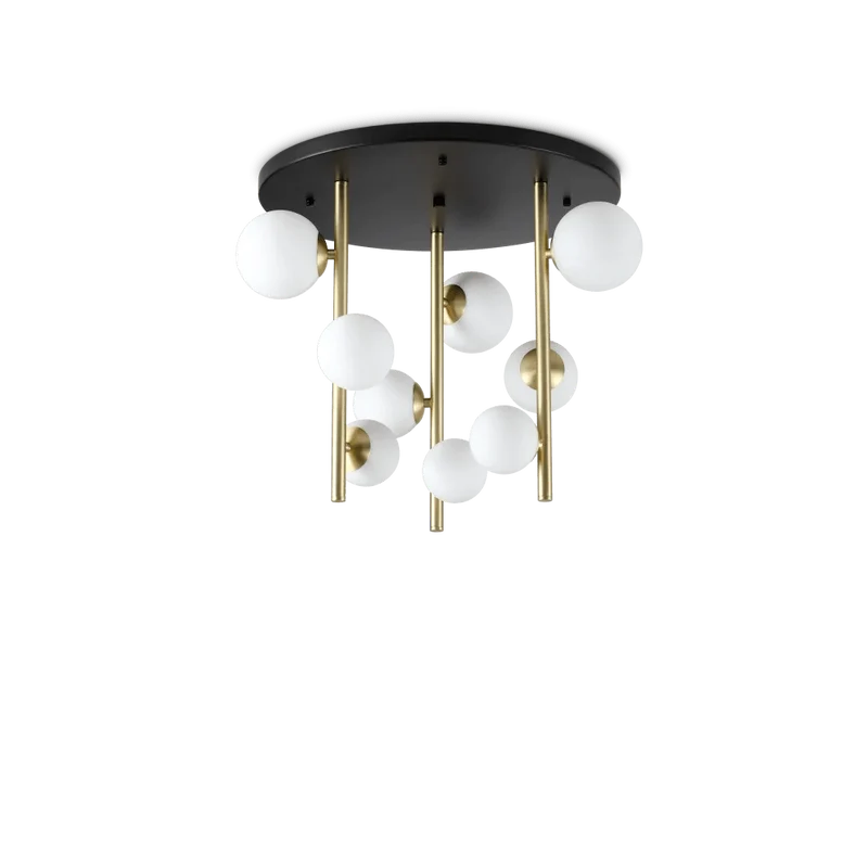 Plafonnier PERLAGE PL9 laiton diffuseurs blanc