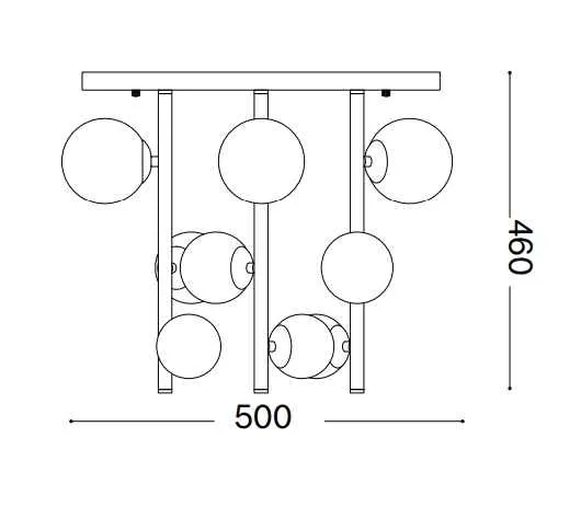 Plafonnier PERLAGE PL9 laiton diffuseurs blanc