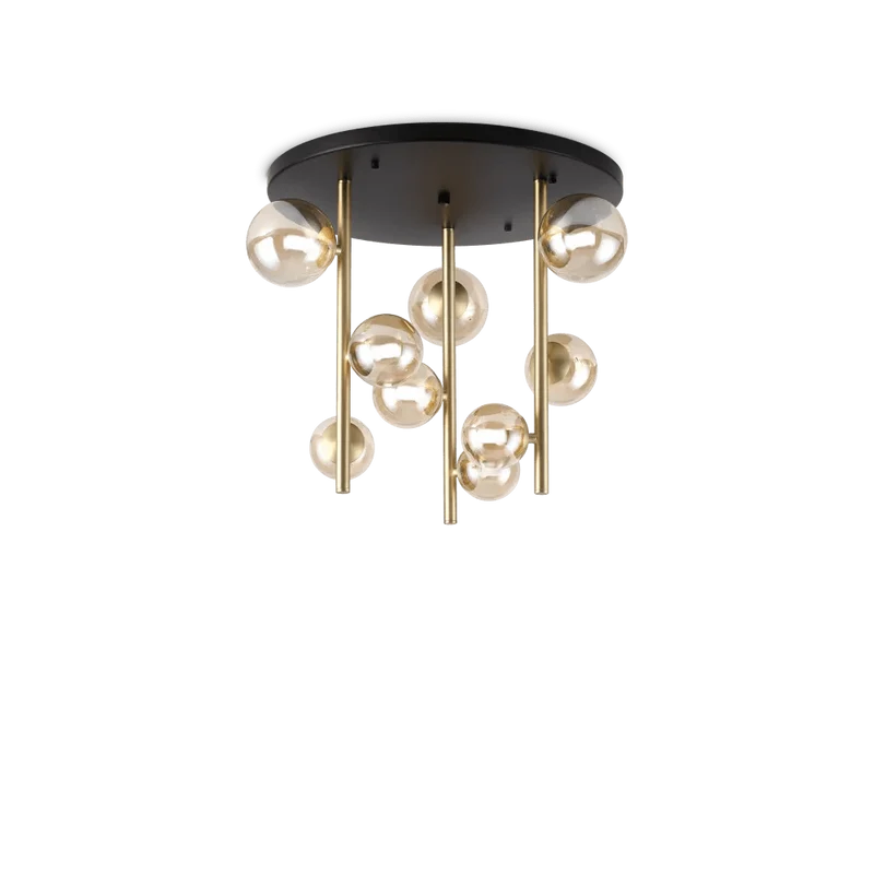 Plafonnier PERLAGE PL9 laiton diffuseurs ambré