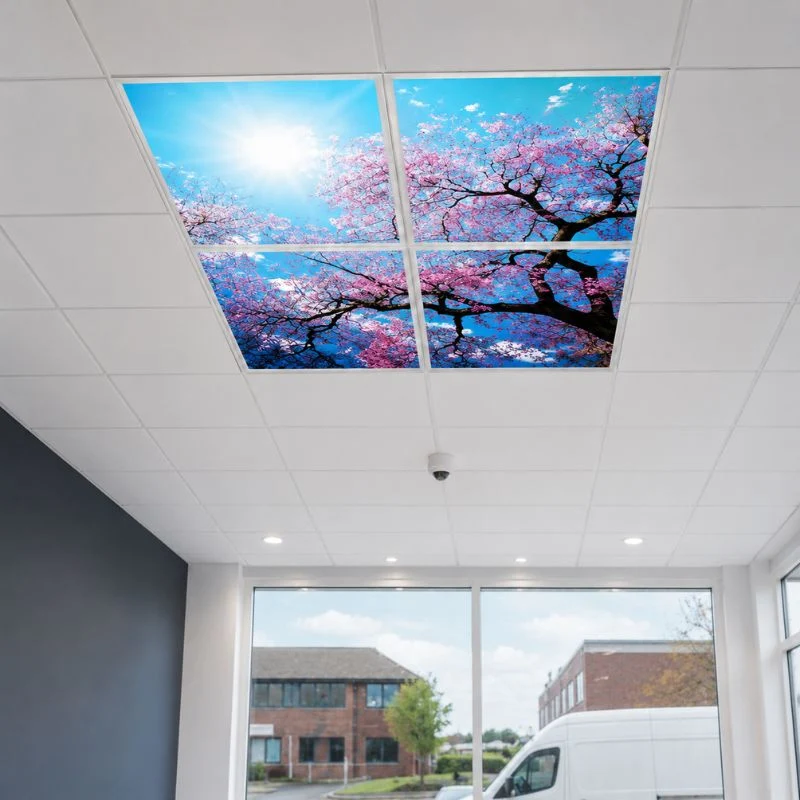 Panneau LED Imprimé Fleurs de Cerisier 60x60 40W CCT - Pack de 4 - 3000K/4000K/6500K