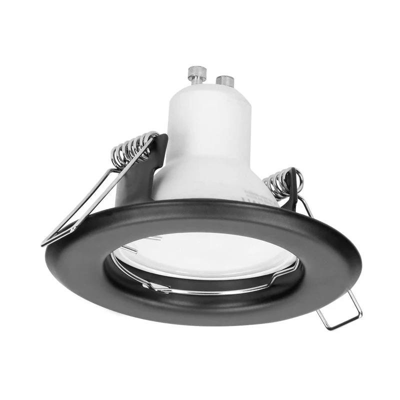 Support Spot GU10/MR16 Encastrable Rond Acier Noir
