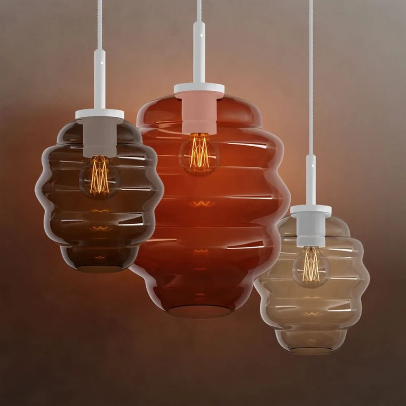 s.luce Echos Glas-Hängelampe Aufhängung 150cm Weiß