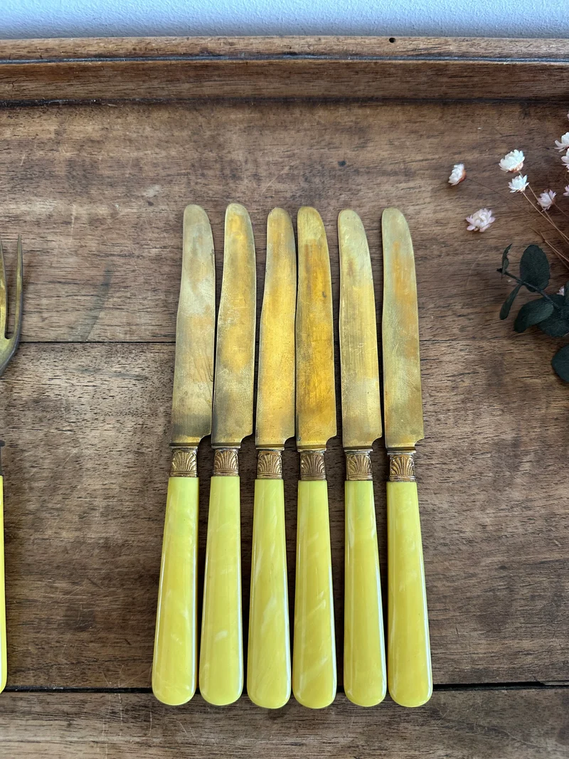 Couverts en vermeil et bakélite années 70