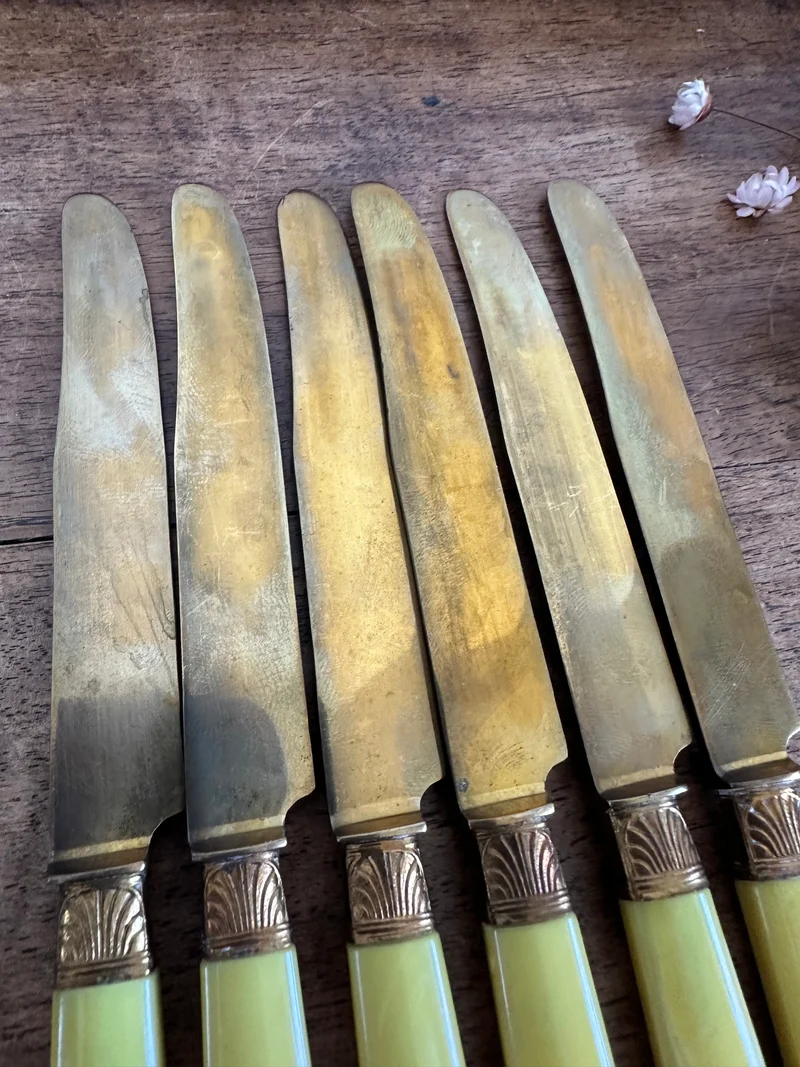 Couverts en vermeil et bakélite années 70