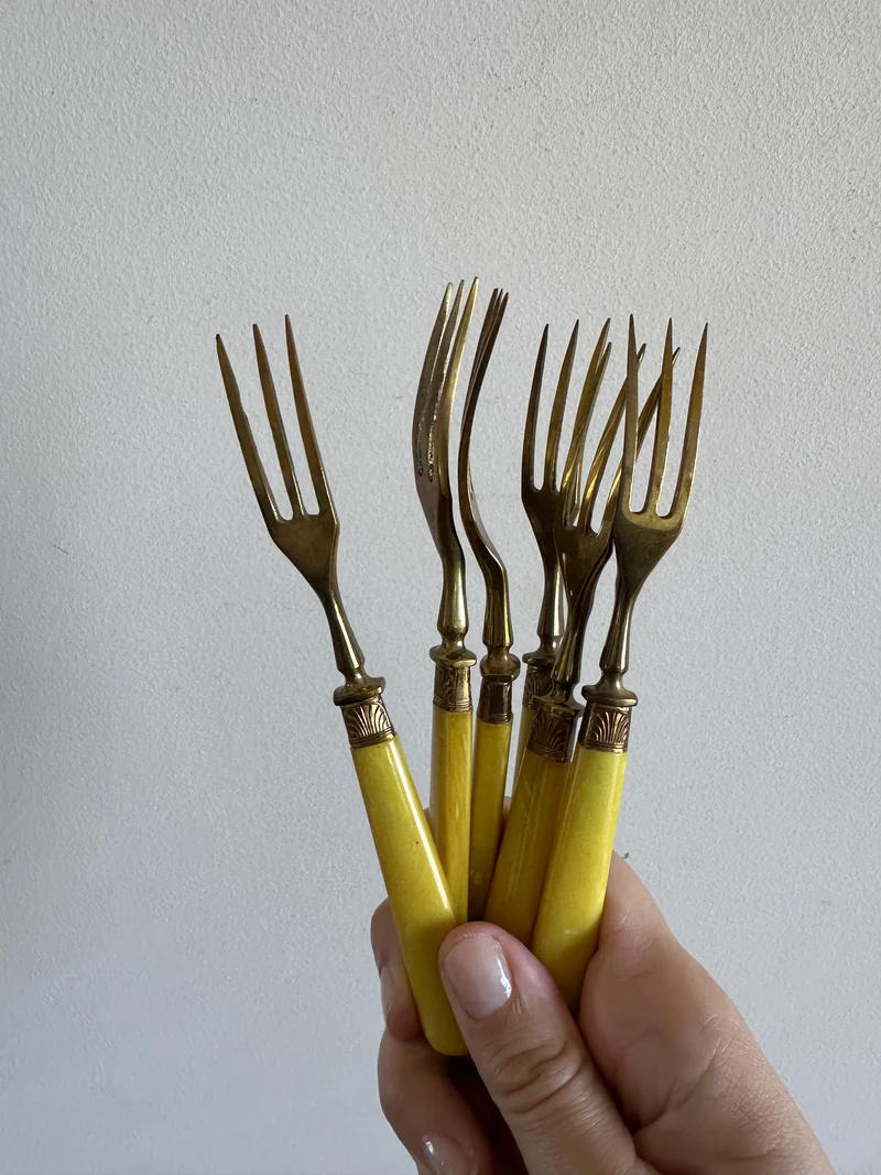 Couverts en vermeil et bakélite années 70