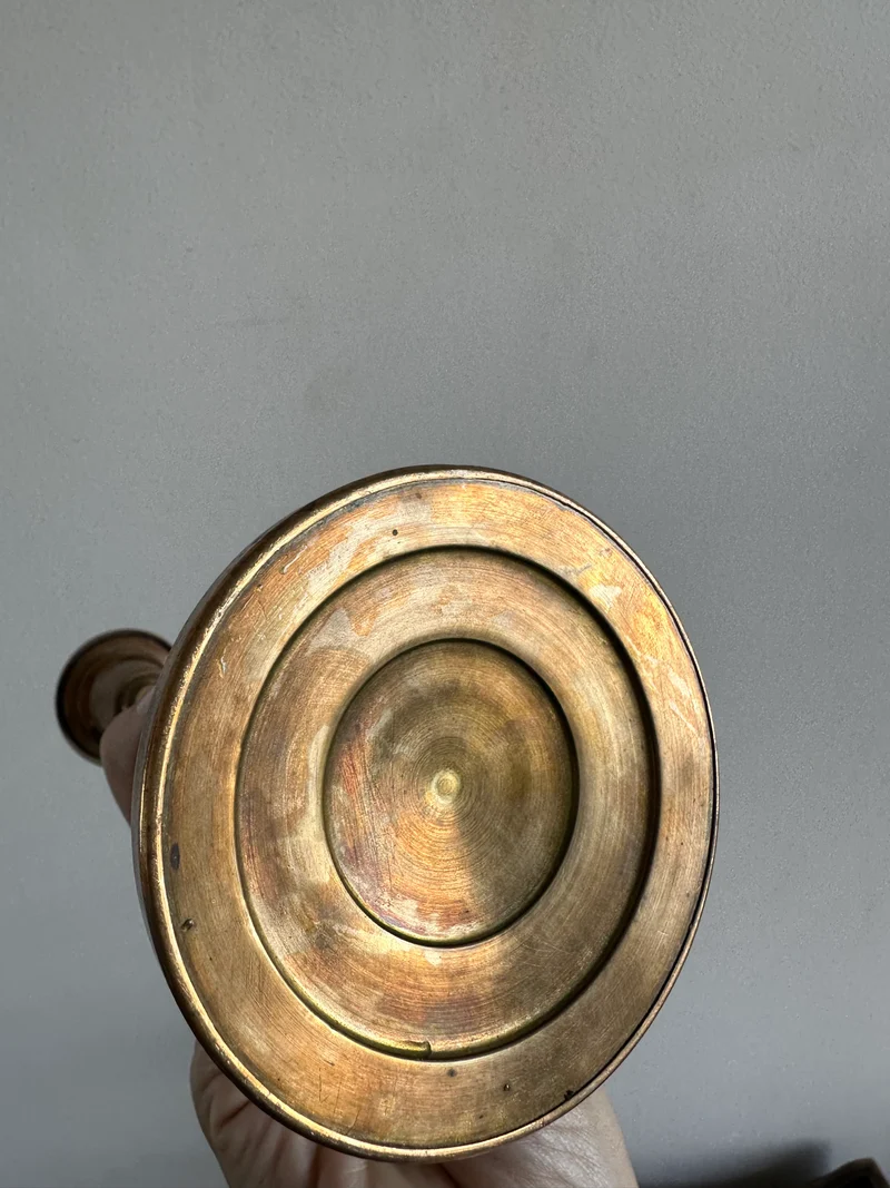 Bougeoirs en albâtre et cuivre 19ème