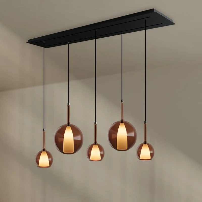 s.luce Belluna Esstischleuchte 5-flammig 160cm 2-reihig