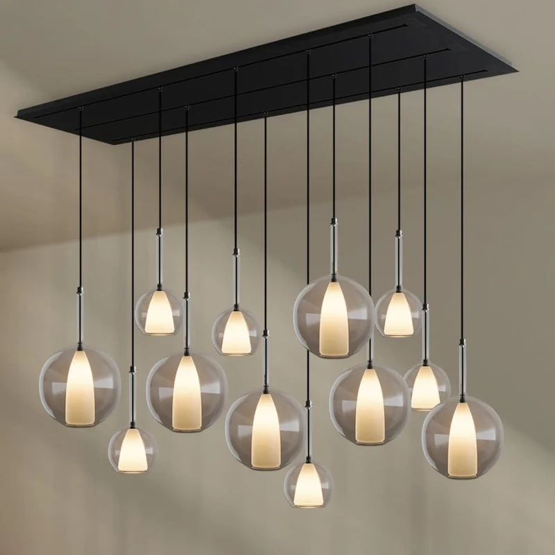 s.luce Belluna Esstischlampe 12-flammig 200cm 3-reihig