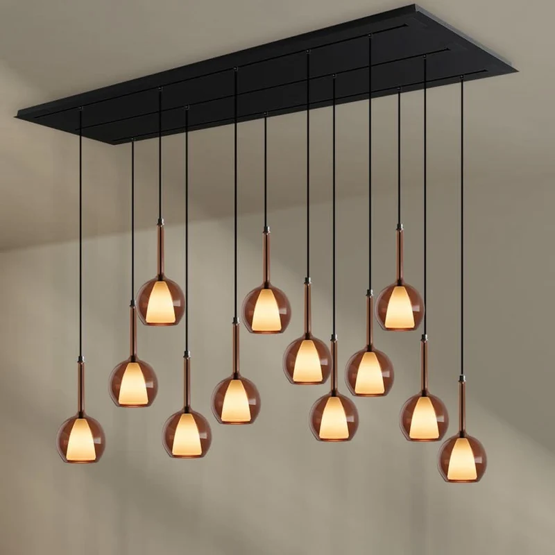 s.luce Belluna Esstischlampe 12-flammig 200cm 3-reihig