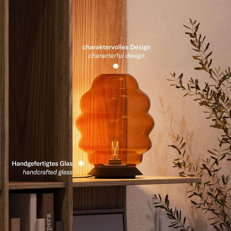 s.luce Echos Glas Tischleuchte E27 mit Schalter