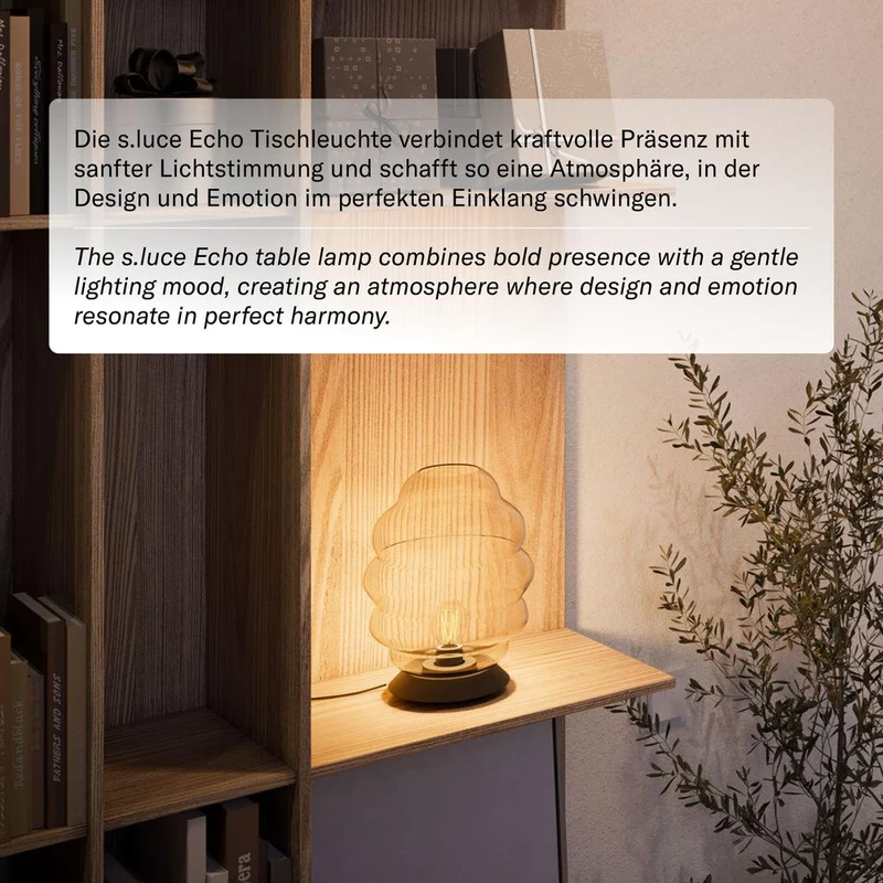 s.luce Echos Glas Tischleuchte E27 mit Schalter