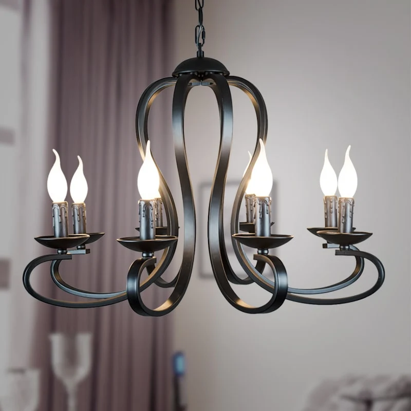 Lustre Fer Forgé Noir Tradizionale