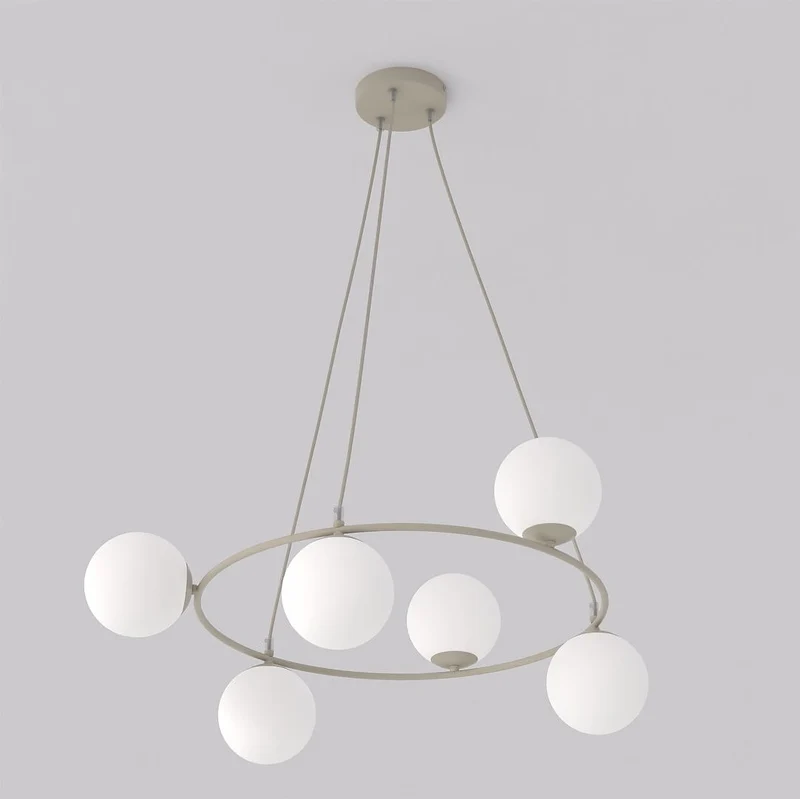 Suspension Cuisine Globes Verre Vlanc Style Glamour