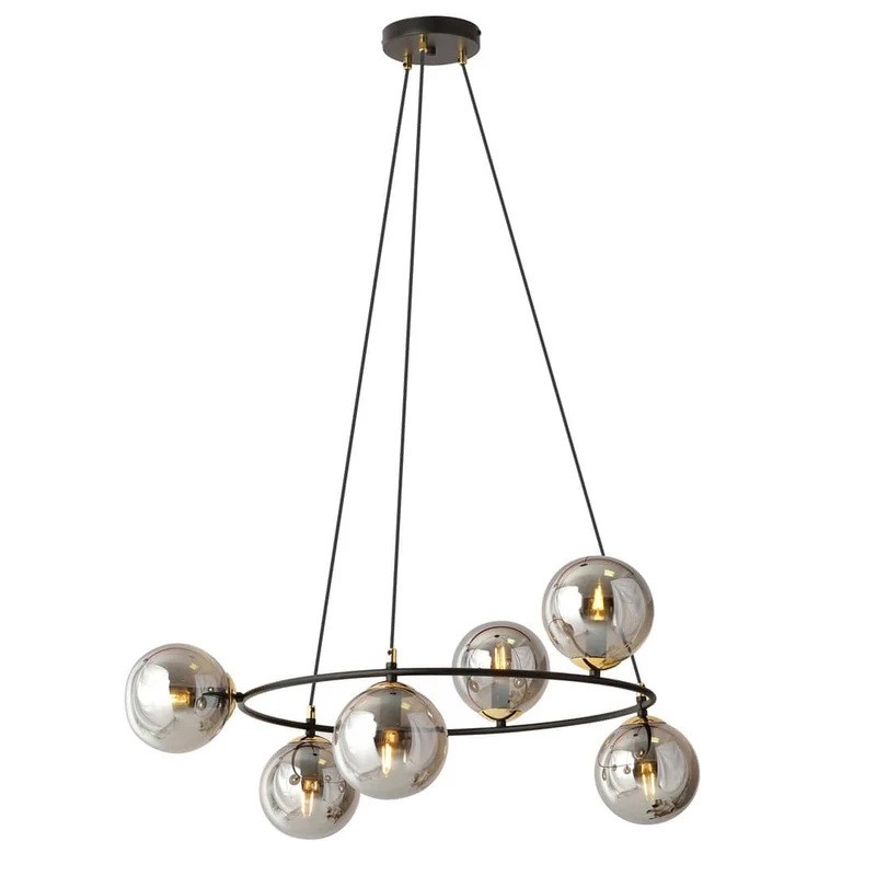 Suspension Cuisine Globes Verre Vlanc Style Glamour