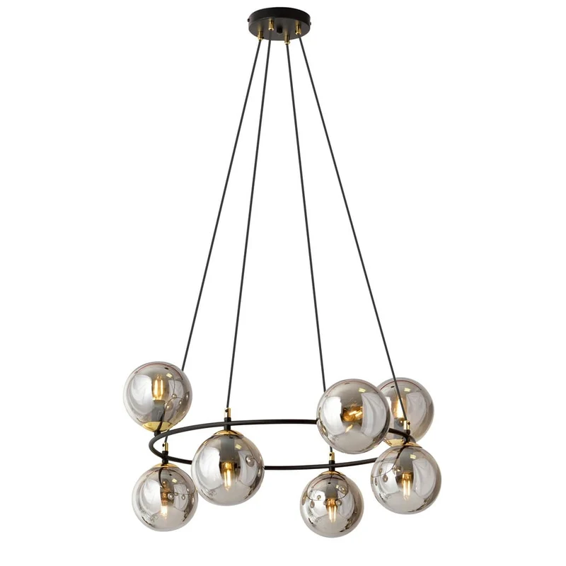 Suspension Cuisine Globes Verre Vlanc Style Glamour