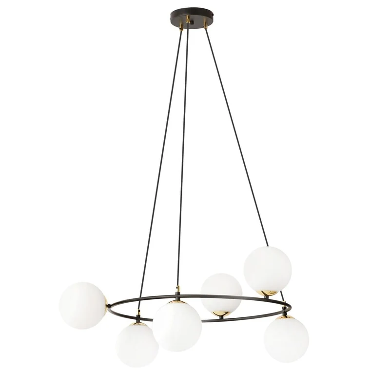 Suspension Cuisine Globes Verre Vlanc Style Glamour