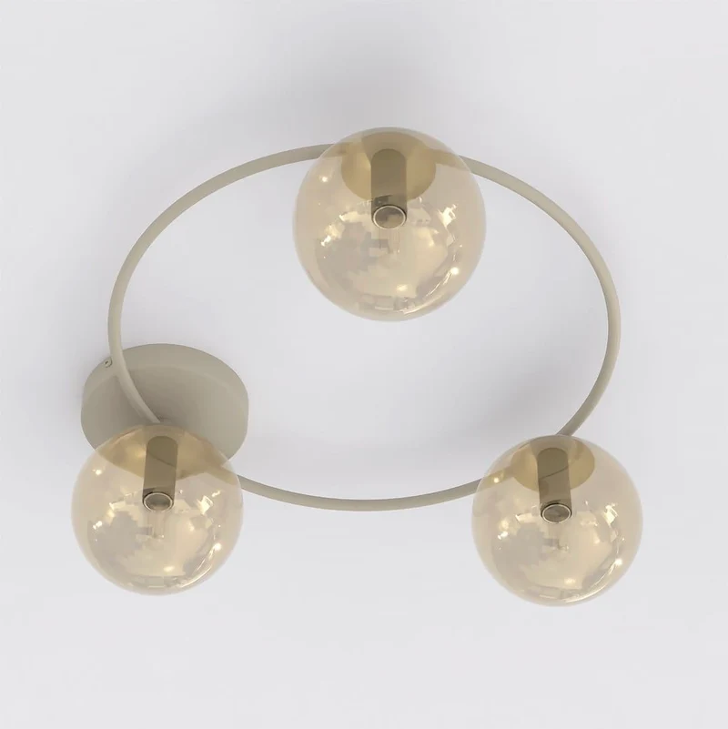 Lustre plat double verre transparent moderne