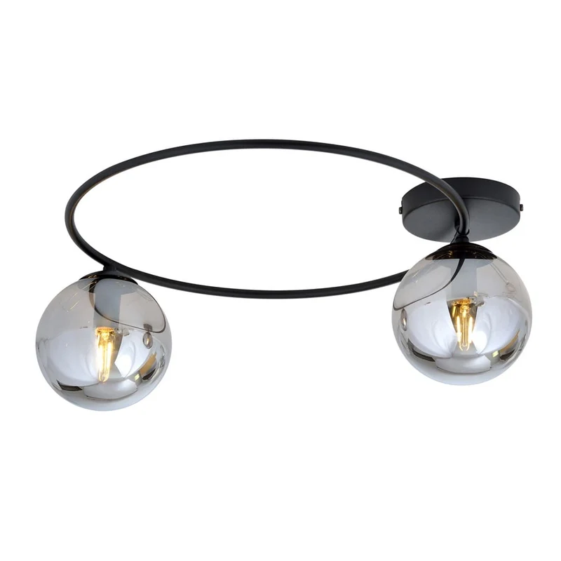 Lustre plat double verre transparent moderne