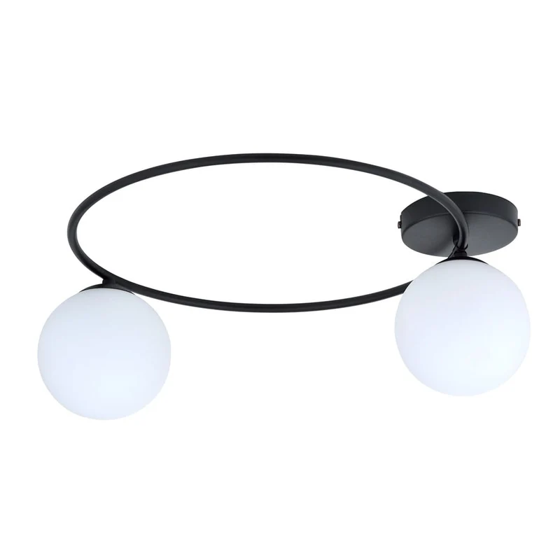 Lustre plat double verre transparent moderne