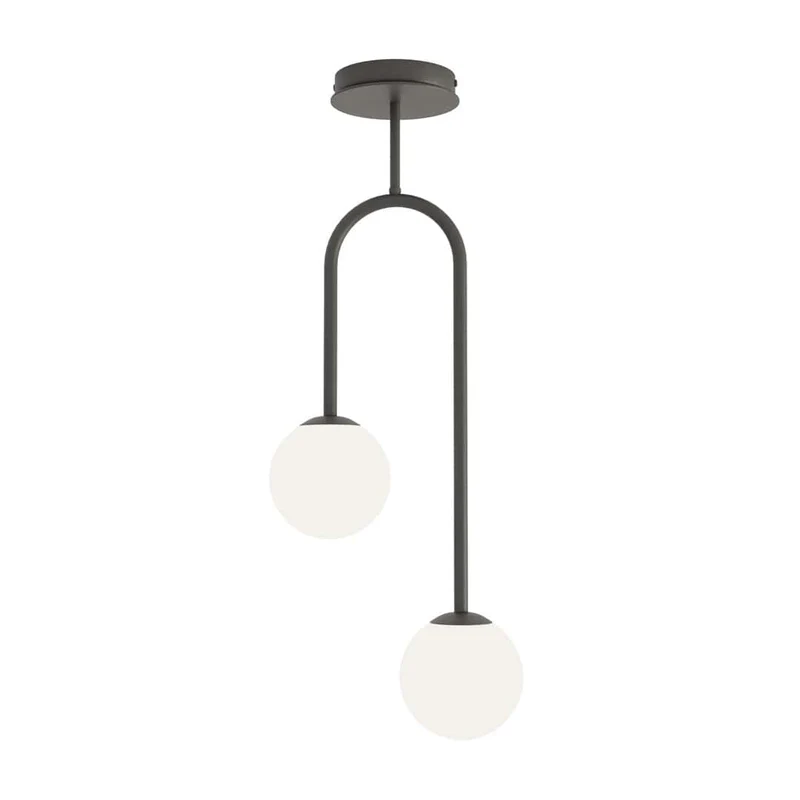 Suspension duo sphères verre style glamour