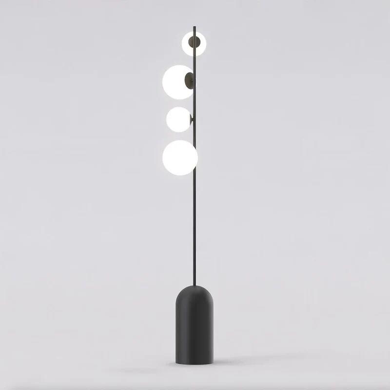 Lampadaire 4 feux acier verre style minimaliste