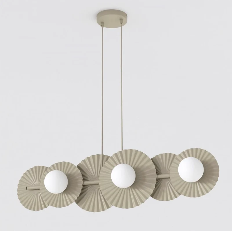 Suspension Cannelée 6 Lumières - Acier et Verre